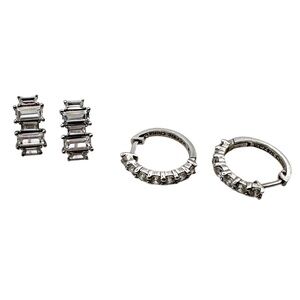 Sterling Silver CZ 925 Earrings Bundle Signed